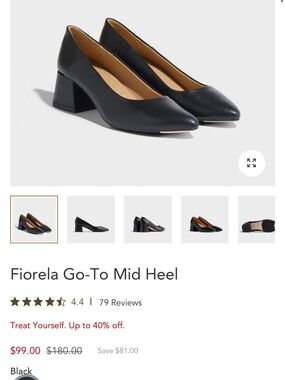 NWB Nisolo Fiora Go-To Mid Heel Black